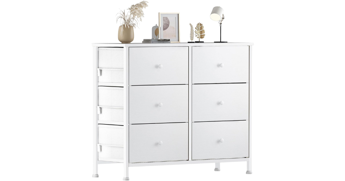 BOLUO 6-Drawer Dresser for Bedroom, Nursery, Office - White