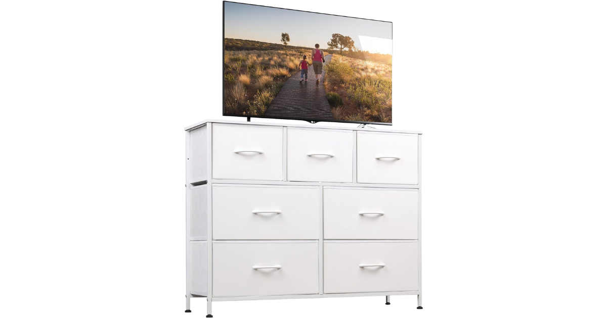 WLIVE 7-Drawer Bedroom Dresser – Fabric Storage Tower, White